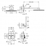 Grohe 34706000 Grohtherm SmartControl 34706 3路分水藏牆方形恆溫雨淋花灑組合